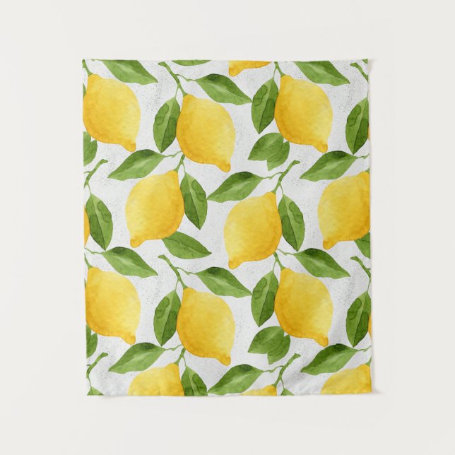 Watercolor lemons pattern tapestry (Front)