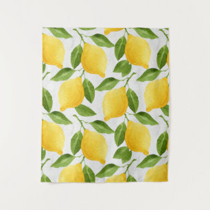 Watercolor lemons pattern tapestry