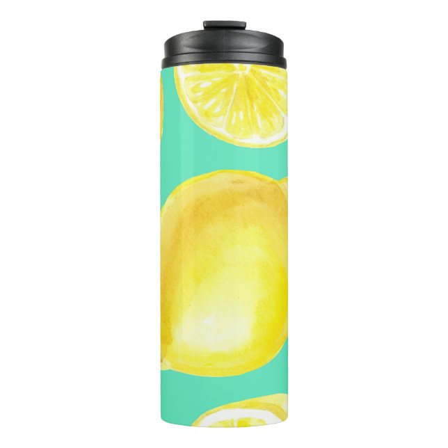 Watercolor lemons pattern thermal tumbler (Front)