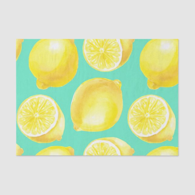 Watercolor lemons pattern tissue paper (Front)