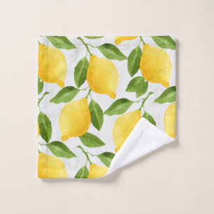 Watercolor lemons pattern wash cloth