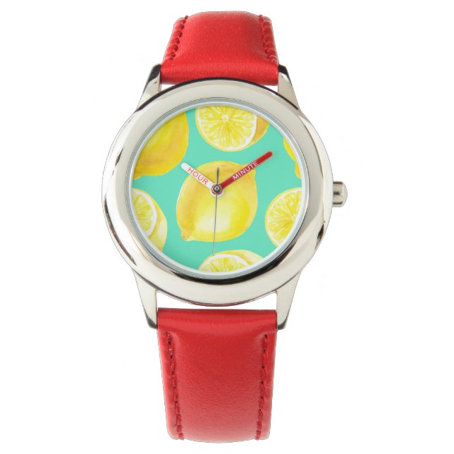Watercolor lemons pattern watch (Front)