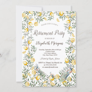 Watercolor Lemons Peacocks Invitation