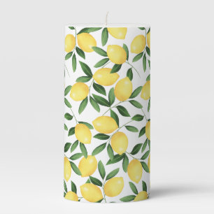 WATERCOLOR LEMONS PILLAR CANDLE