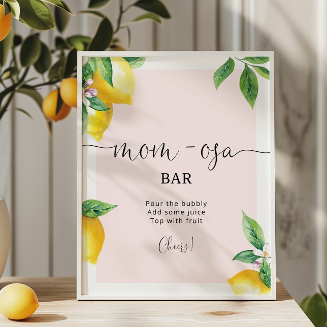 Watercolor lemons pink Mom-osa bar sign (Creator Uploaded)