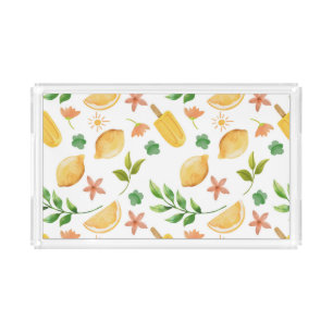 Watercolor Lemons & Popsicles Acrylic Tray