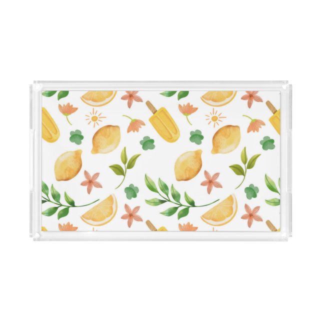 Watercolor Lemons & Popsicles Acrylic Tray (Front)