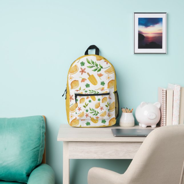 Watercolor Lemons & Popsicles Backpack – Summer  (Insitu)