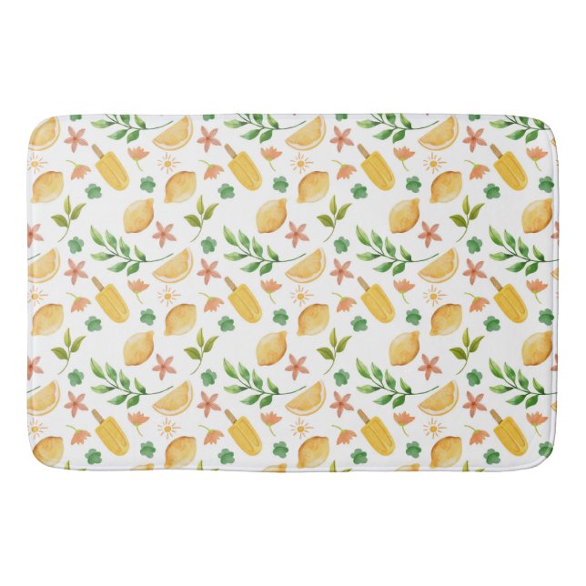 Watercolor Lemons & Popsicles Bath Mat (Front)