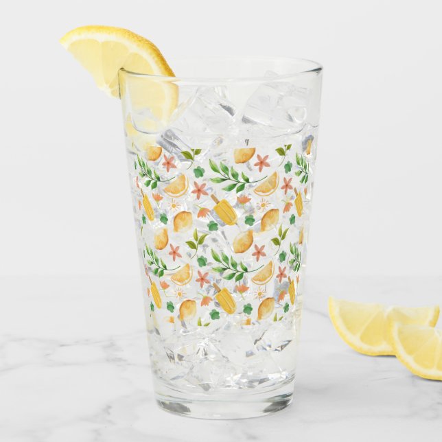Watercolor Lemons & Popsicles  Glass (Front Ice)