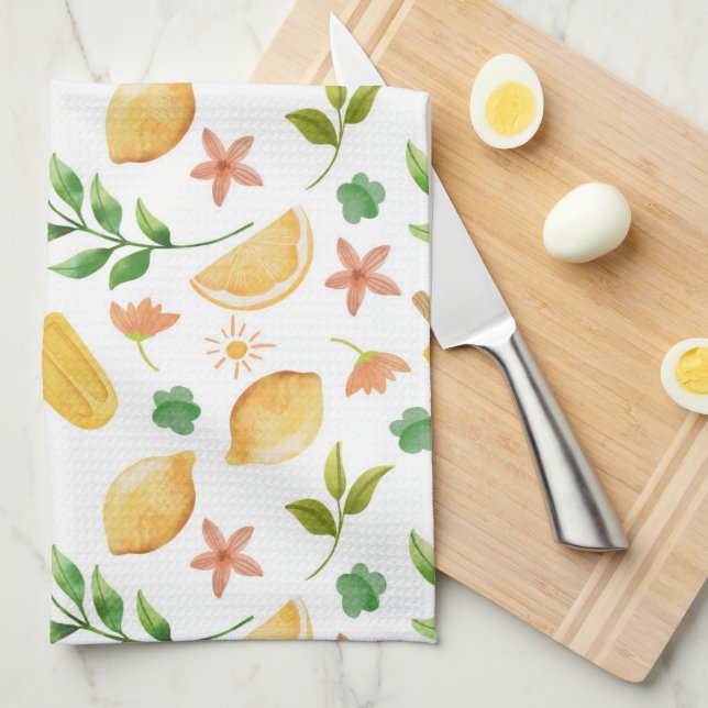 Watercolor Lemons & Popsicles Kitchen Towel (Quarter Fold)