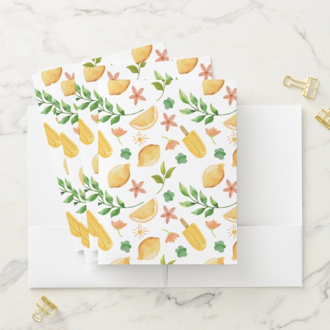 Watercolor Lemons & Popsicles Pocket Folder (In Situ)