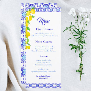 Watercolor Lemons Positano Amalfi Baby Shower Menu