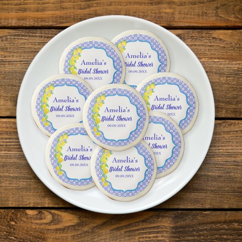 Watercolor Lemons Positano Amalfi Tile Bridal  Sugar Cookie