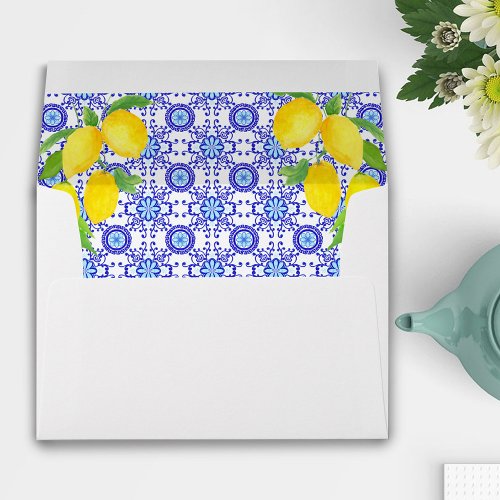 Watercolor Lemons Positano Amalfi Tile Design Envelope