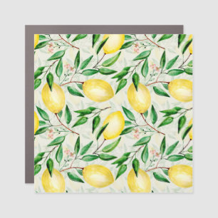 Watercolor lemons, seamless fruit pattern. car magnet