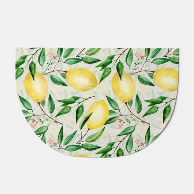 Watercolor lemons, seamless fruit pattern. doormat (Front)