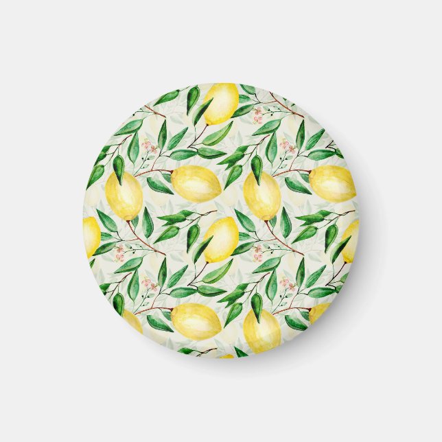 Watercolor lemons, seamless fruit pattern. magnet (Front)