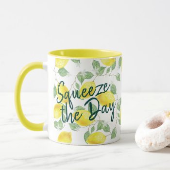 Watercolor Lemons Squeeze The Day Mug by GrudaHomeDecor at Zazzle