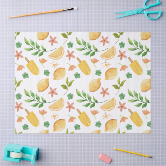 Watercolor Lemons & Summer Popsicles Tissue Paper  (Craft)