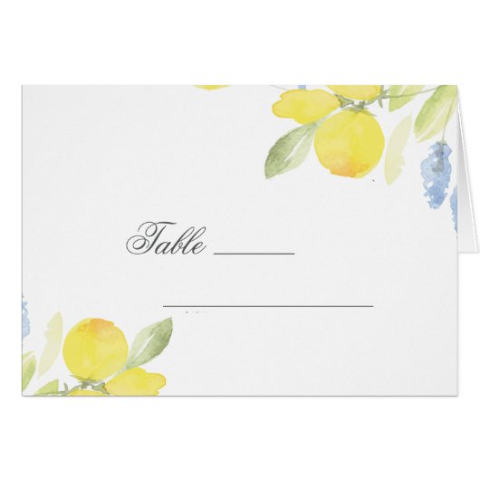 Watercolor Lemons Summer Table Card Wedding (Front Horizontal)