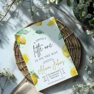 watercolor lemons sweet little one customizable  invitation