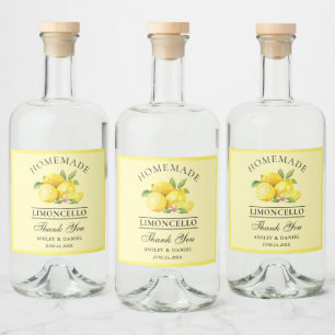 Watercolor Lemons Thanks Limoncello Yellow Liquor Bottle Label