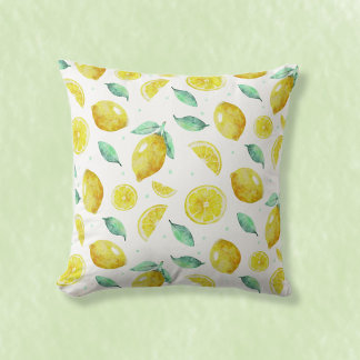 Watercolor lemons throw pillow