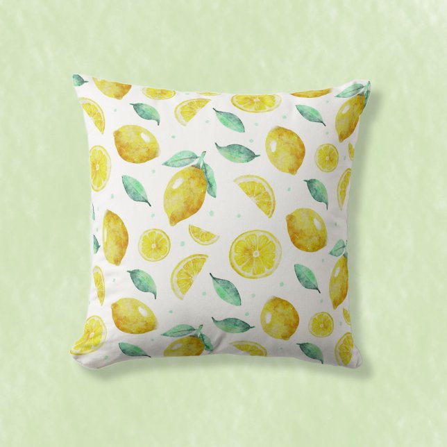 Watercolor lemons throw pillow (Creator Uploaded)