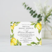 Watercolor Lemons Virtual Bridal Shower Invitation Postcard (Standing Front)