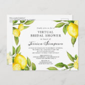 Watercolor Lemons Virtual Bridal Shower Invitation Postcard (Front/Back)