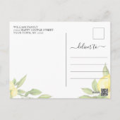 Watercolor Lemons Virtual Bridal Shower Invitation Postcard (Back)