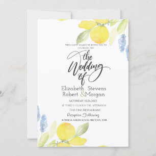 Watercolor Lemons Wedding Invitation