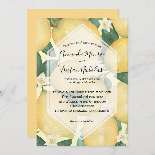 Watercolor Lemons Wedding Invitations