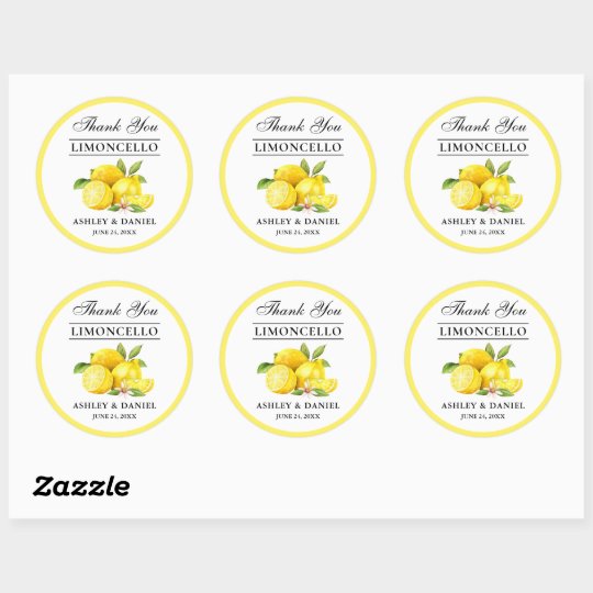 Watercolor Lemons Wedding Limoncello Classic Round Sticker | Zazzle.com