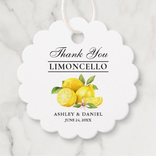 Watercolor Lemons Wedding Limoncello Round Tags