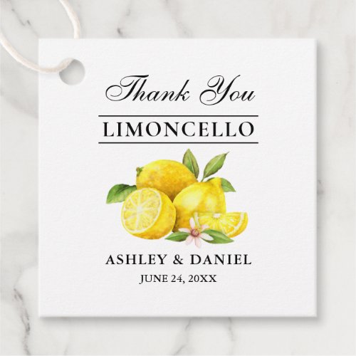 Watercolor Lemons Wedding Limoncello Square Tags