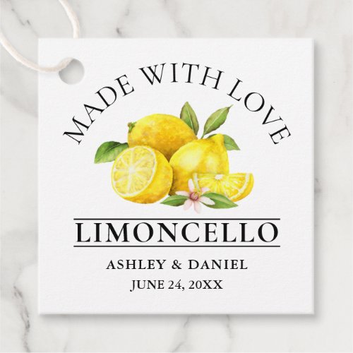 Watercolor Lemons Wedding Love Limoncello Favor Tags