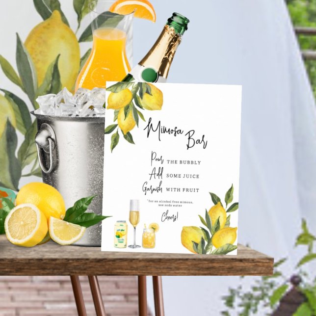 Watercolor Lemons Wedding Shower Mimosa Bar Sign (Creator Uploaded)