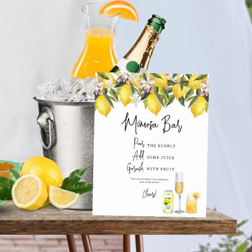 Watercolor Lemons Wedding Shower Mimosa Bar Sign