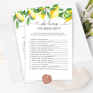 Watercolor lemons Who knows the bride best game
