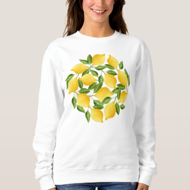 Watercolor lemons wreath sweatshirt (Front)