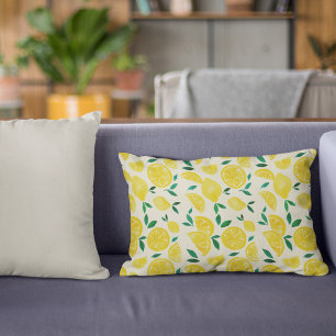 Watercolor lemons - yelllow and green accent pillow