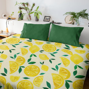 Watercolor lemons - yelllow and green duvet cover