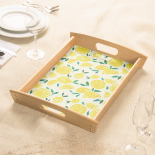 Watercolor lemons - yelllow and green serving tray
