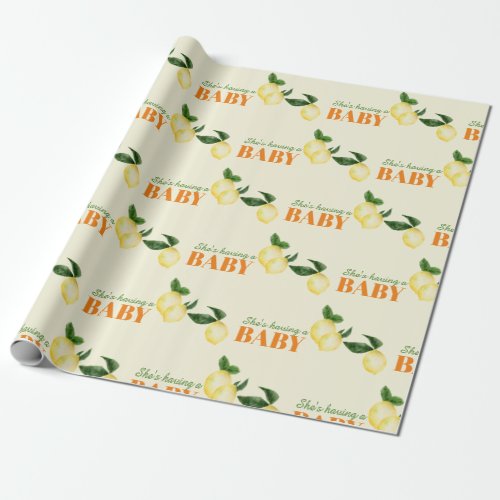 Watercolor Lemons Yellow Baby Shower Wrapping Paper