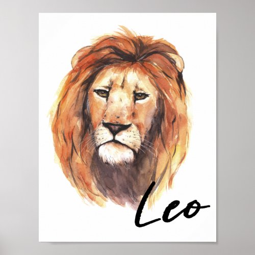 Watercolor Leo Lion Zodiac Sign Cute Modern Simple