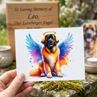 Watercolor Leonberger Dog Angel Postcard