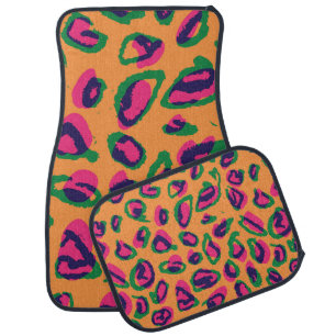 Watercolor leopard animal print illustration patte car floor mat