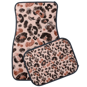 Watercolor leopard animal print pattern car floor mat